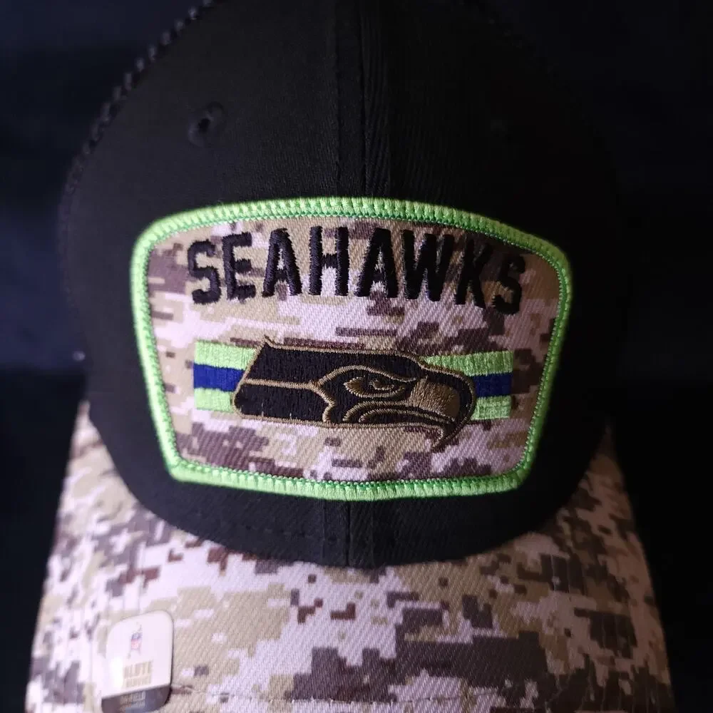 Seattle Seahawks New Era Salute To Service Trucker 9FORTY Snapback Hat Camo New